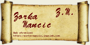 Zorka Mančić vizit kartica